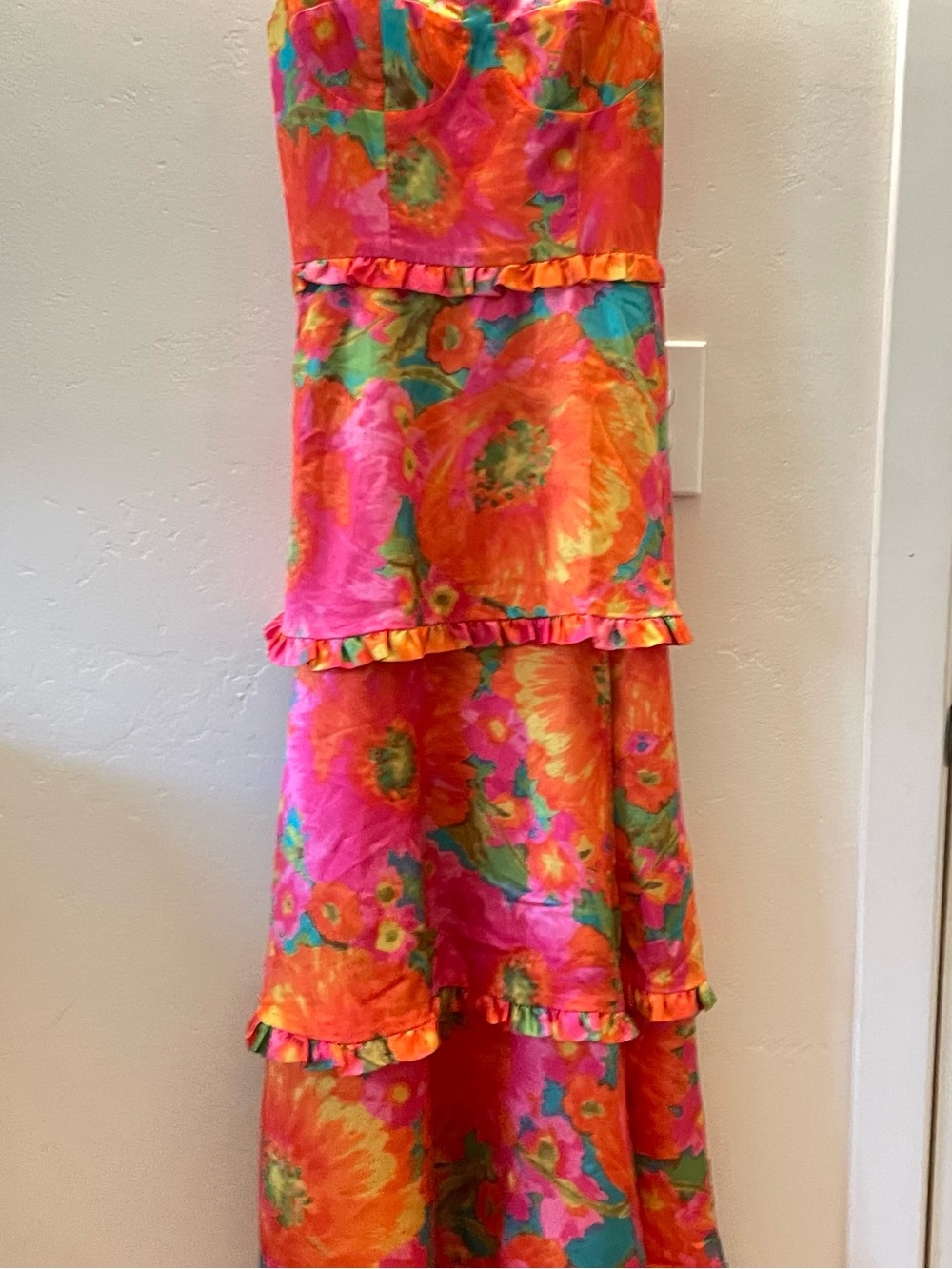 Show Me Your MuMu Lady Corset Maxi Dress — Hot Pink & Orange Floral - Picture 11 of 12